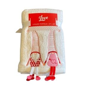 Love set of 2 hand towels. Size 16” x 26”. Gnomes.